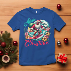 Christmas In Hawaii T Shirt Aloha Christmas Santa Surfing Hibiscus Flower TS11 Royal Blue Print Your Wear