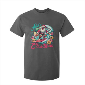 Christmas In Hawaii T Shirt For Kid Aloha Christmas Santa Surfing Hibiscus Flower TS11 Dark Heather Print Your Wear