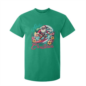 Christmas In Hawaii T Shirt For Kid Aloha Christmas Santa Surfing Hibiscus Flower TS11 Irish Green Print Your Wear