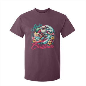 Christmas In Hawaii T Shirt For Kid Aloha Christmas Santa Surfing Hibiscus Flower TS11 Maroon Print Your Wear