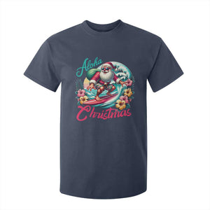 Christmas In Hawaii T Shirt For Kid Aloha Christmas Santa Surfing Hibiscus Flower TS11 Navy Print Your Wear