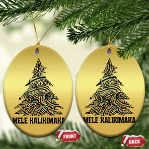 Xmas In Hawaii Christmas Ornament Mele Kalikimaka Christmas Tree Kakau Tattoo TS11 Oval Gold Print Your Wear