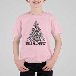 Christmas In Hawaii T Shirt For Kid Mele Kalikimaka Christmas Tree Kakau Tattoo TS11 Light Pink Print Your Wear