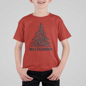 Christmas In Hawaii T Shirt For Kid Mele Kalikimaka Christmas Tree Kakau Tattoo TS11 Red Print Your Wear