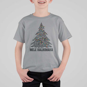 Christmas In Hawaii T Shirt For Kid Mele Kalikimaka Christmas Tree Kakau Tattoo TS11 Sport Gray Print Your Wear