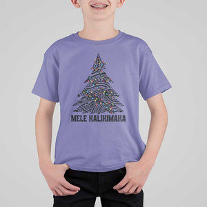 Christmas In Hawaii T Shirt For Kid Mele Kalikimaka Christmas Tree Kakau Tattoo TS11 Violet Print Your Wear