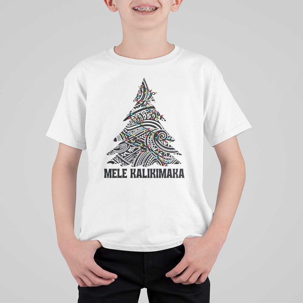 Christmas In Hawaii T Shirt For Kid Mele Kalikimaka Christmas Tree Kakau Tattoo TS11 White Print Your Wear