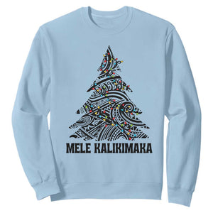 Christmas In Hawaii Sweatshirt Mele Kalikimaka Christmas Tree Kakau Tattoo TS11 Light Blue Print Your Wear