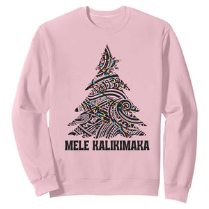 Christmas In Hawaii Sweatshirt Mele Kalikimaka Christmas Tree Kakau Tattoo TS11 Light Pink Print Your Wear