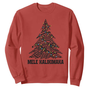 Christmas In Hawaii Sweatshirt Mele Kalikimaka Christmas Tree Kakau Tattoo TS11 Red Print Your Wear