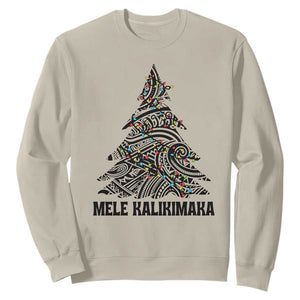 Christmas In Hawaii Sweatshirt Mele Kalikimaka Christmas Tree Kakau Tattoo TS11 Sand Print Your Wear