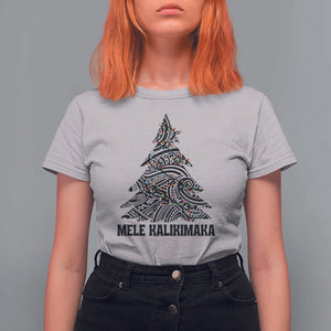 Christmas In Hawaii T Shirt For Women Mele Kalikimaka Christmas Tree Kakau Tattoo TS11 Ice Gray Print Your Wear