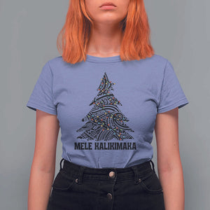 Christmas In Hawaii T Shirt For Women Mele Kalikimaka Christmas Tree Kakau Tattoo TS11 Violet Print Your Wear