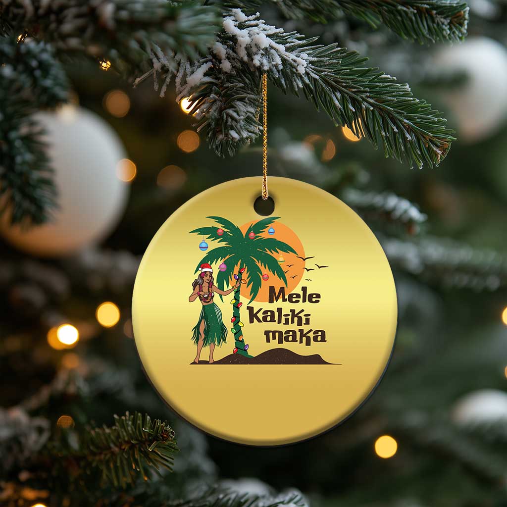 Xmas In Hawaii Christmas Ornament Mele Kalikimaka Retro Hula Girls Santa Hat TS11 Print Your Wear