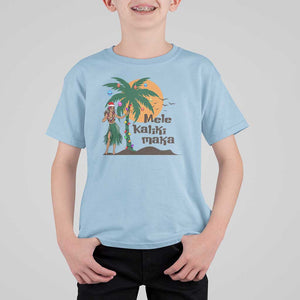 Christmas In Hawaii T Shirt For Kid Mele Kalikimaka Retro Hula Girls Santa Hat Xmas TS11 Light Blue Print Your Wear