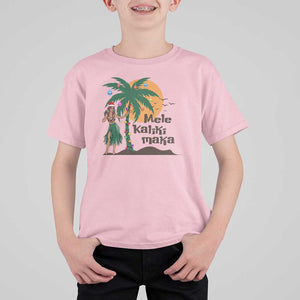 Christmas In Hawaii T Shirt For Kid Mele Kalikimaka Retro Hula Girls Santa Hat Xmas TS11 Light Pink Print Your Wear