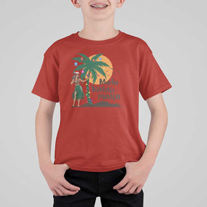 Christmas In Hawaii T Shirt For Kid Mele Kalikimaka Retro Hula Girls Santa Hat Xmas TS11 Red Print Your Wear