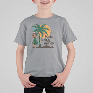 Christmas In Hawaii T Shirt For Kid Mele Kalikimaka Retro Hula Girls Santa Hat Xmas TS11 Sport Gray Print Your Wear