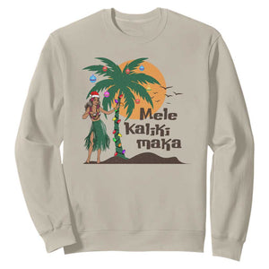 Christmas In Hawaii Sweatshirt Mele Kalikimaka Retro Hula Girls Santa Hat Xmas TS11 Sand Print Your Wear