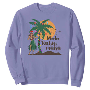 Christmas In Hawaii Sweatshirt Mele Kalikimaka Retro Hula Girls Santa Hat Xmas TS11 Violet Print Your Wear