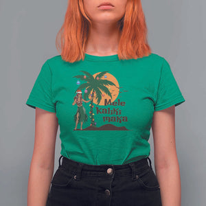 Christmas In Hawaii T Shirt For Women Mele Kalikimaka Retro Hula Girls Santa Hat Xmas TS11 Irish Green Print Your Wear