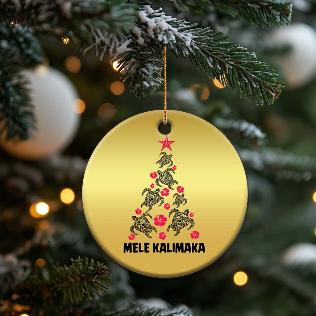 Xmas In Hawaii Christmas Ornament Mele Kalikimaka Kakau Tattoo Turtle Tree TS11 Print Your Wear