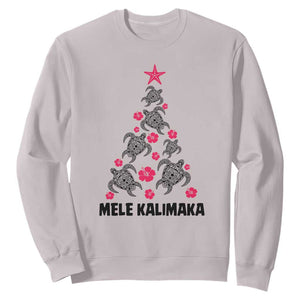 Christmas In Hawaii Sweatshirt Mele Kalikimaka Kakau Tattoo Turtle Christmas Tree TS11 Ice Gray Print Your Wear