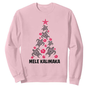 Christmas In Hawaii Sweatshirt Mele Kalikimaka Kakau Tattoo Turtle Christmas Tree TS11 Light Pink Print Your Wear