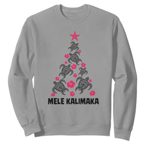 Christmas In Hawaii Sweatshirt Mele Kalikimaka Kakau Tattoo Turtle Christmas Tree TS11 Sport Gray Print Your Wear