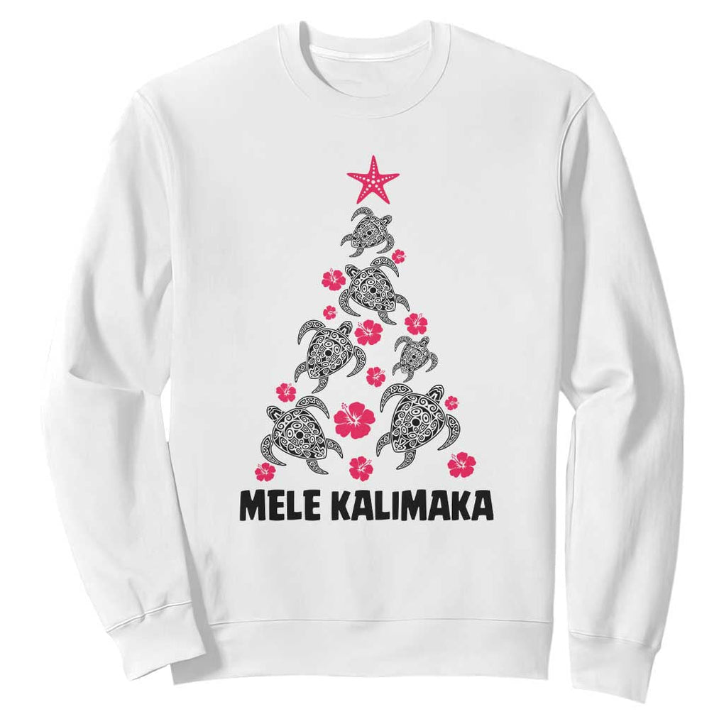 Christmas In Hawaii Sweatshirt Mele Kalikimaka Kakau Tattoo Turtle Christmas Tree TS11 White Print Your Wear