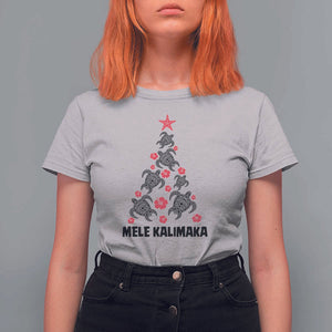 Christmas In Hawaii T Shirt For Women Mele Kalikimaka Kakau Tattoo Turtle Christmas Tree TS11 Ice Gray Print Your Wear