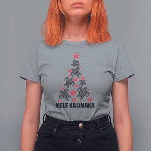 Christmas In Hawaii T Shirt For Women Mele Kalikimaka Kakau Tattoo Turtle Christmas Tree TS11 Sport Gray Print Your Wear