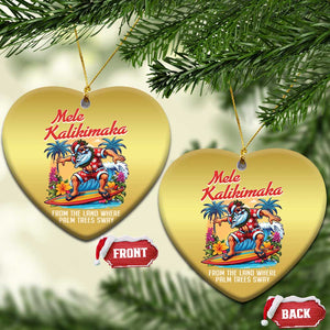 Xmas In Hawaii Christmas Ornament Mele Kalikimaka From The Land Where Palm Trees Sway Surfing Santa TS11 Heart Gold Print Your Wear