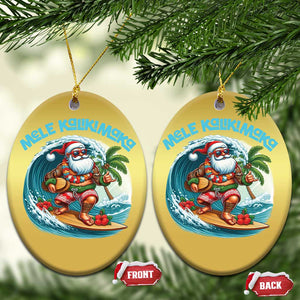 Xmas In Hawaii Christmas Ornament Mele Kalikimaka Santa Surfing Hibiscus TS11 Oval Gold Print Your Wear