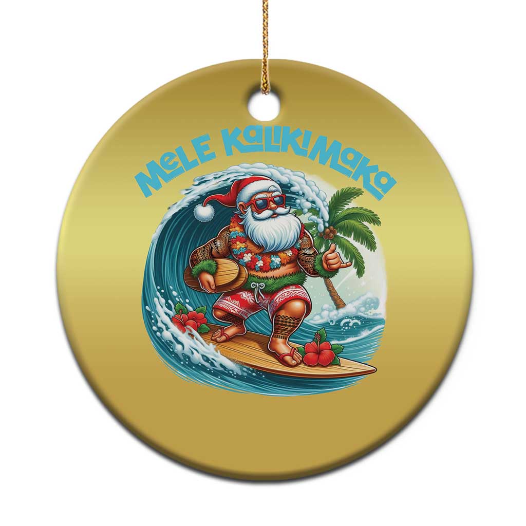 Xmas In Hawaii Christmas Ornament Mele Kalikimaka Santa Surfing Hibiscus TS11 Print Your Wear