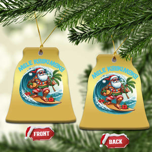 Xmas In Hawaii Christmas Ornament Mele Kalikimaka Santa Surfing Hibiscus TS11 Bell Flake Gold Print Your Wear