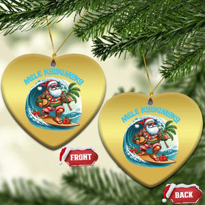 Xmas In Hawaii Christmas Ornament Mele Kalikimaka Santa Surfing Hibiscus TS11 Heart Gold Print Your Wear