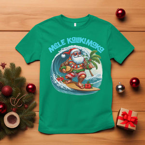 Christmas In Hawaii T Shirt Mele Kalikimaka Santa Surfing Hibiscus TS11 Irish Green Print Your Wear