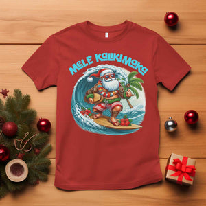 Christmas In Hawaii T Shirt Mele Kalikimaka Santa Surfing Hibiscus TS11 Red Print Your Wear