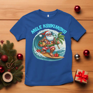 Christmas In Hawaii T Shirt Mele Kalikimaka Santa Surfing Hibiscus TS11 Royal Blue Print Your Wear