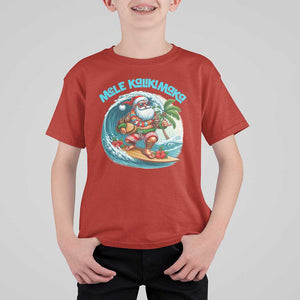 Christmas In Hawaii T Shirt For Kid Mele Kalikimaka Santa Surfing Hibiscus TS11 Red Print Your Wear