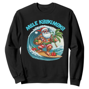 Christmas In Hawaii Sweatshirt Mele Kalikimaka Santa Surfing Hibiscus TS11 Black Print Your Wear