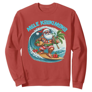 Christmas In Hawaii Sweatshirt Mele Kalikimaka Santa Surfing Hibiscus TS11 Red Print Your Wear