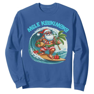 Christmas In Hawaii Sweatshirt Mele Kalikimaka Santa Surfing Hibiscus TS11 Royal Blue Print Your Wear