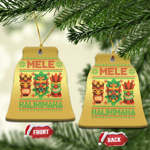 Xmas In Hawaii Christmas Ornament Mele Kalikimaka Ugly Tikis Kakau Tattoo TS11 Bell Flake Gold Print Your Wear