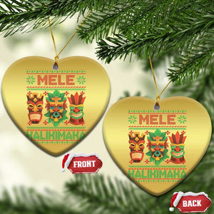 Xmas In Hawaii Christmas Ornament Mele Kalikimaka Ugly Tikis Kakau Tattoo TS11 Heart Gold Print Your Wear