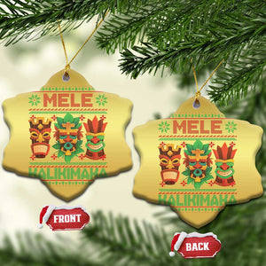 Xmas In Hawaii Christmas Ornament Mele Kalikimaka Ugly Tikis Kakau Tattoo TS11 Snow Flake Gold Print Your Wear