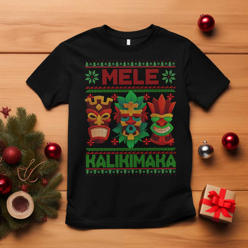 Christmas In Hawaii T Shirt Mele Kalikimaka Ugly Tikis Kakau Tattoo TS11 Black Print Your Wear