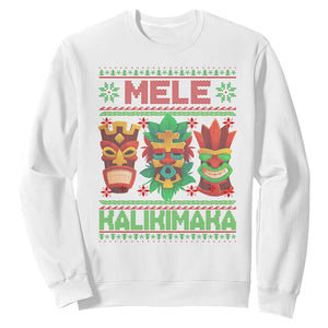 Christmas In Hawaii Sweatshirt Mele Kalikimaka Ugly Tikis Kakau Tattoo TS11 White Print Your Wear