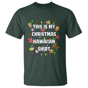 Christmas In Hawaii T Shirt This Is My Christmas Hawaiian Shirt Tikis Hibiscus Flower TS11 Dark Forest Green Print Your Wear